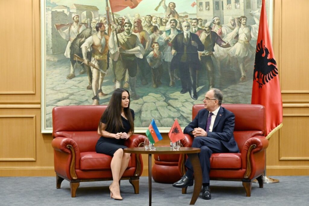 Leyla Əliyeva Tiranada Albaniya Prezidenti Bayram Beqay ilə görüşüb