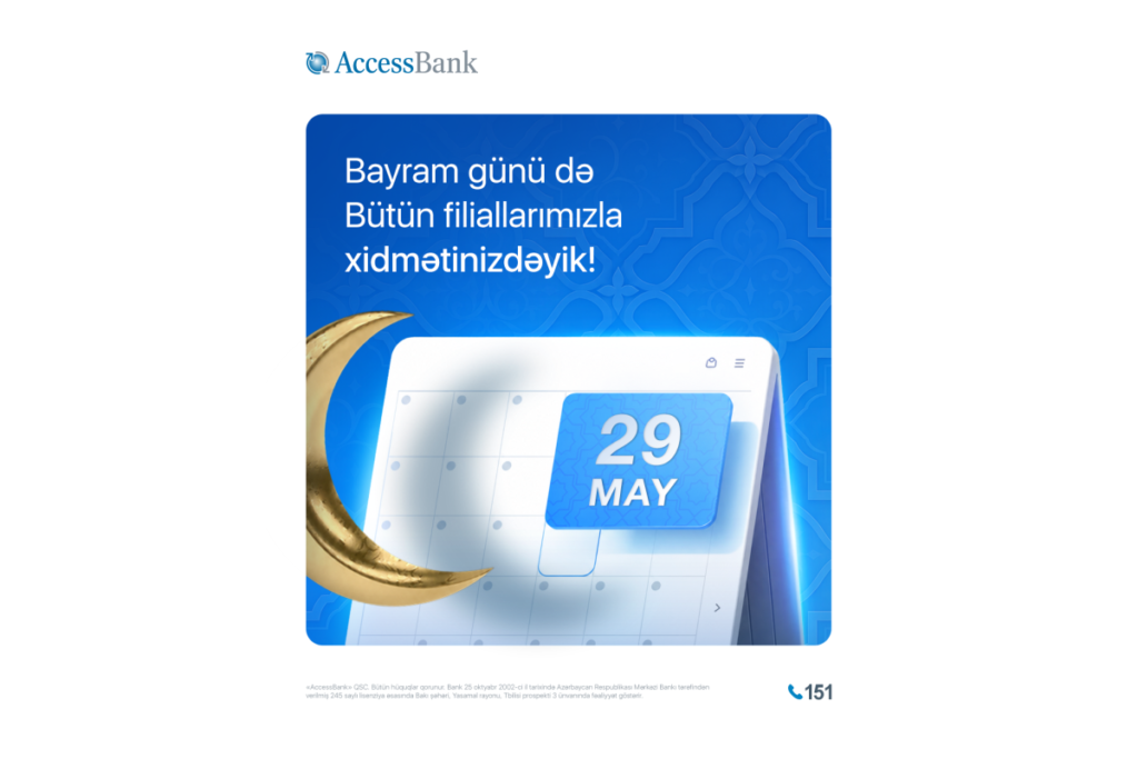 AccessBank qeyri-iş günündə müştərilərinə xidmət göstərəcək