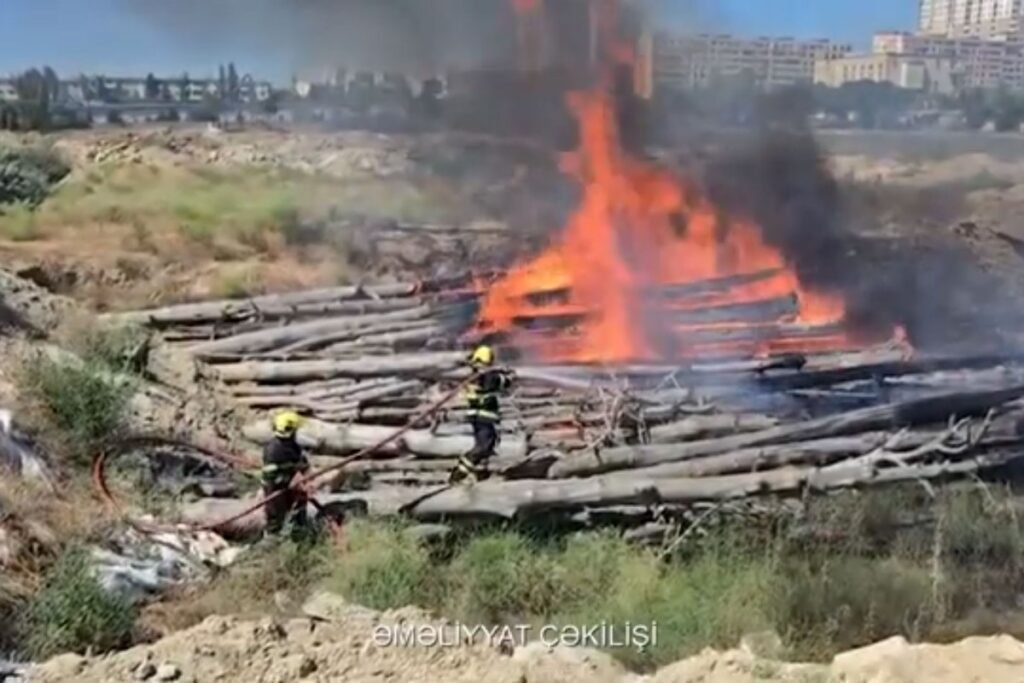 Bakıda açıq sahədə yanğın söndürülüb – VİDEO – YENİLƏNİB
