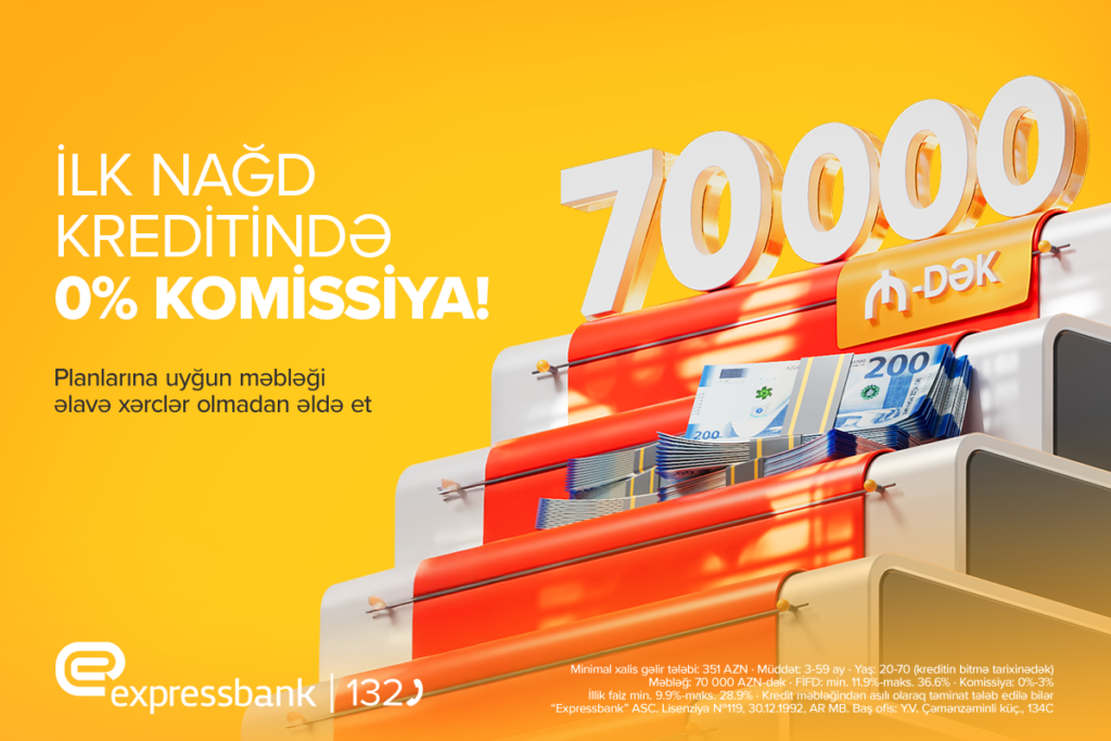 70 000 manatadək kredit – KOMİSSİYASIZ