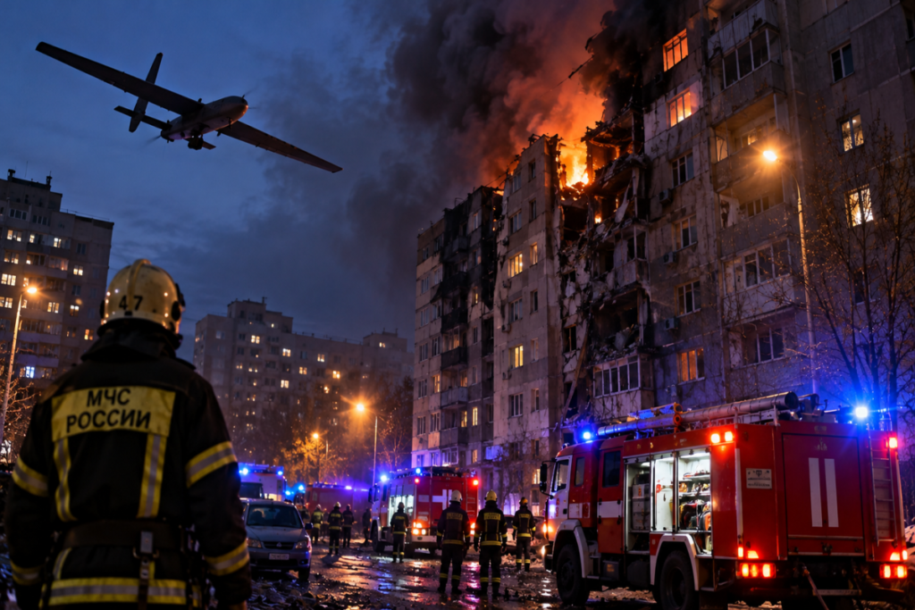 Rusiyaya kütləvi dron hücumu olub